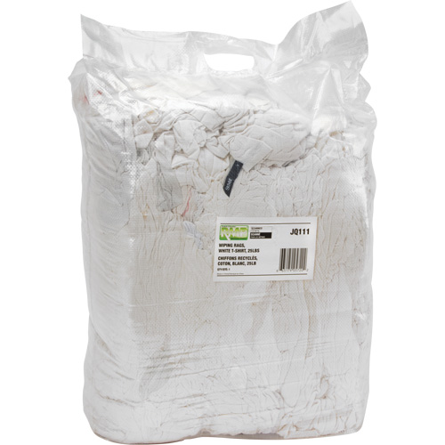 Recycled Material Wiping Rags, Cotton, White, 25 lbs. Planification Entrepots Molloy