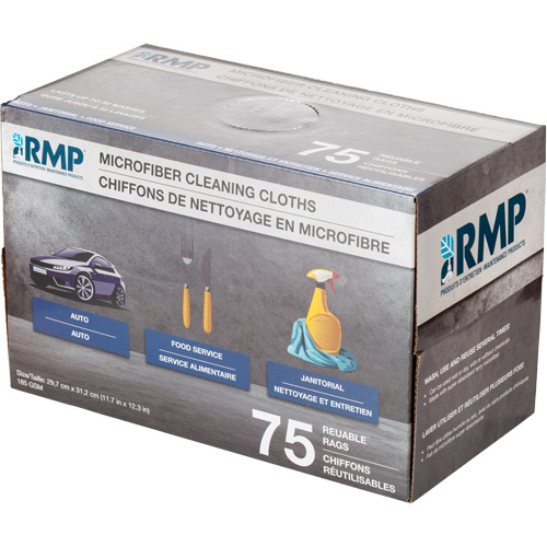 Chiffons lavables pour le nettoyage, Microfibre, Blanc Planification Entrepots Molloy