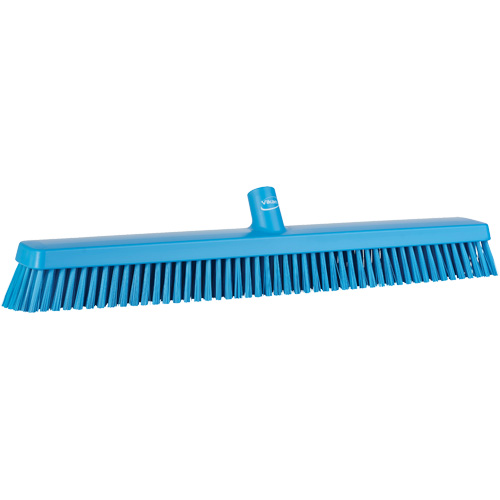 Heavy-Duty Push Broom, Fine/Stiff Bristles, 24", Blue Planification Entrepots Molloy