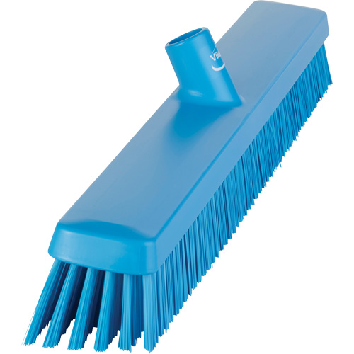 Heavy-Duty Push Broom, Fine/Stiff Bristles, 24", Blue Planification Entrepots Molloy