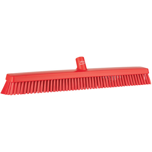 Heavy-Duty Push Broom, Fine/Stiff Bristles, 24", Red Planification Entrepots Molloy