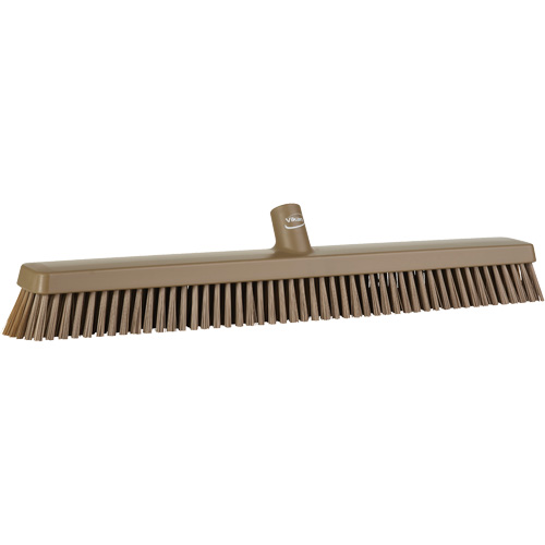 Heavy-Duty Push Broom, Fine/Stiff Bristles, 24", Brown Planification Entrepots Molloy
