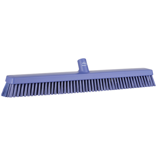 Heavy-Duty Push Broom, Fine/Stiff Bristles, 24", Purple Planification Entrepots Molloy
