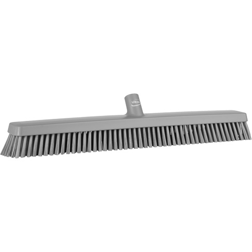 Heavy-Duty Push Broom, Fine/Stiff Bristles, 24", Grey Planification Entrepots Molloy
