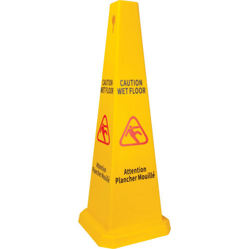 Wet Floor Safety Cone, Bilingual with Pictogram Planification Entrepots Molloy