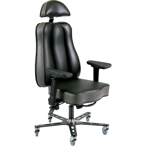 Synergo II 24h Ergonomic Chair, Vinyl, Black/Grey, 350 lbs. Capacity Planification Entrepots Molloy