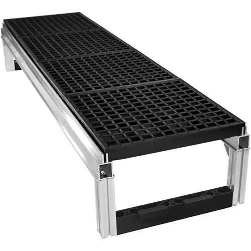 FOUNDATION Open Drainage Modular Aluminum Work Platform Kit, 18" W x 72" D, 400 lbs. Capacity, All-Welded Planification Entrepots Molloy