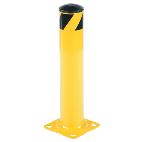 Safety Bollard, Steel, 24" H x 4.5" W, Yellow Planification Entrepots Molloy