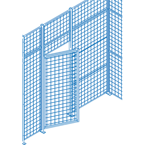 Wire Mesh Partition Components - Swing Doors, 4' W x 7' H Planification Entrepots Molloy