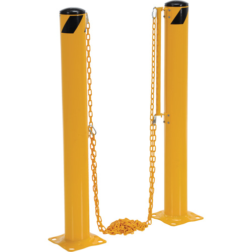 Syst&egrave;me de bornes de protection et chaînes pour quai, Acier, 42" h x 6-5/8" la, Jaune Planification Entrepots Molloy
