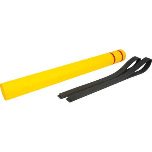 Capuchon en poly&eacute;thyl&egrave;ne pour borne de protection, 4-1/2" dia. x 52" l, Rouge/Jaune Planification Entrepots Molloy