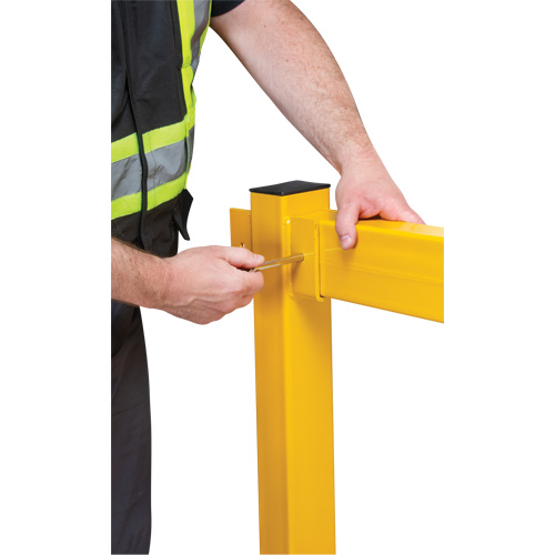 Corner Post for Light-Duty Guard Rails, Steel, 42" H, Safety Yellow Planification Entrepots Molloy