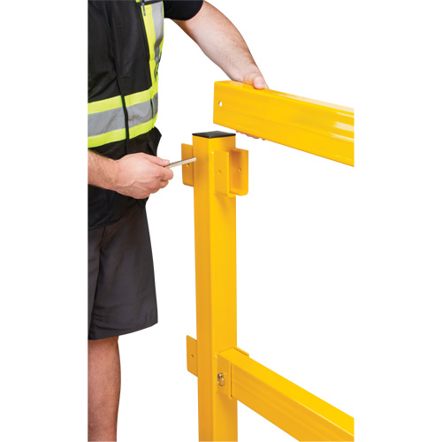 Corner Post for Light-Duty Guard Rails, Steel, 42" H, Safety Yellow Planification Entrepots Molloy