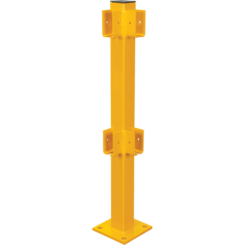 Corner Post for Light-Duty Guard Rails, Steel, 42" H, Safety Yellow Planification Entrepots Molloy