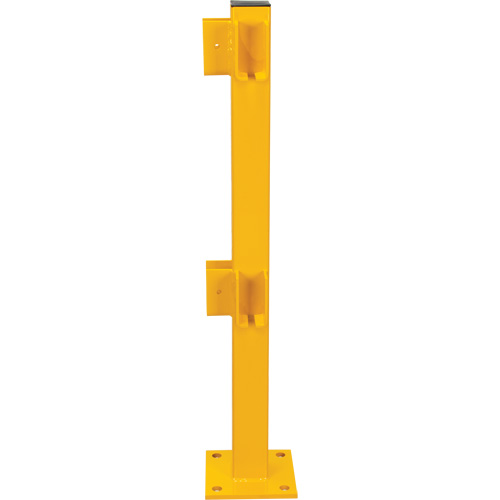 Corner Post for Light-Duty Guard Rails, Steel, 42" H, Safety Yellow Planification Entrepots Molloy