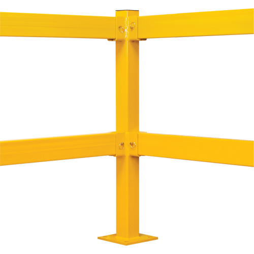 Corner Post for Light-Duty Guard Rails, Steel, 42" H, Safety Yellow Planification Entrepots Molloy