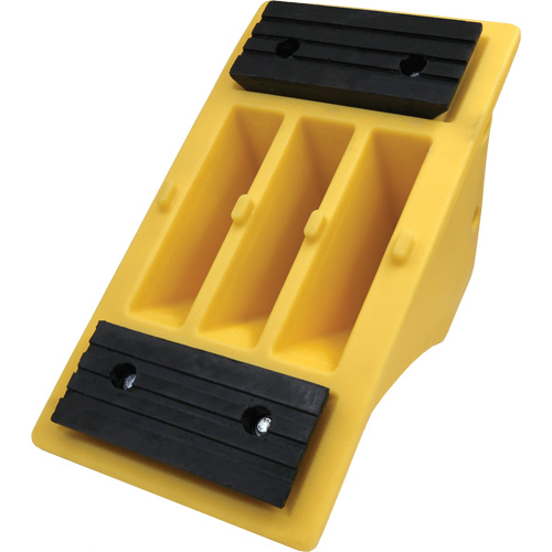 75 Ton Large Equipment Wheel Chock with Grip Pads, Urethane, Yellow Planification Entrepots Molloy