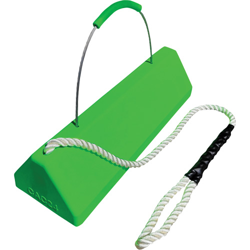 Checkers Safety SafeRay  Aircraft Wheel Chock with Loop Rope Cable Handle, Urethane, Fluorescent Green, 24" W x 8" D x 6" H Planification Entrepots Molloy