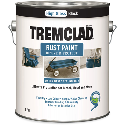 Peinture antirouille &agrave; base d'eau Tremclad, 3,78 L, Gallon, Noir Planification Entrepots Molloy