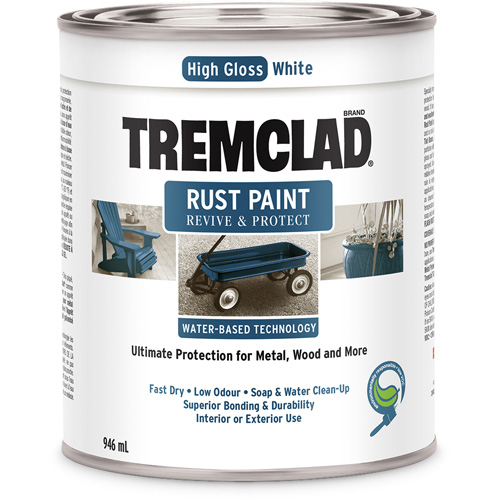 Peinture antirouille &agrave; base d'eau Tremclad, 946 ml, Canette, Blanc Planification Entrepots Molloy
