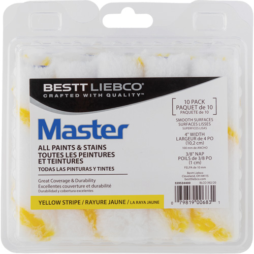 Master Yellow Stripe Mini Roller, 10 mm (3/8") Nap, 101.6 mm (4") L Planification Entrepots Molloy