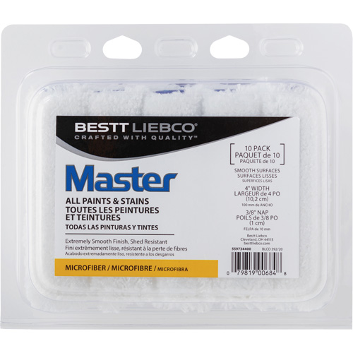 Master Microfiber Roller Cover, 10 mm (3/8") Nap, 101.6 mm (4") L Planification Entrepots Molloy
