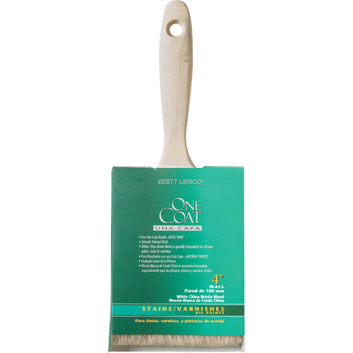 One Coat Trim & Wall Brush, White China, Wood Handle, 4" Width Planification Entrepots Molloy
