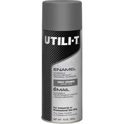 Peinture-&eacute;mail en a&eacute;rosol polyvalent UTILI-T, Appr&ecirc;t gris, 10 oz/283 g, Canette a&eacute;rosol Planification Entrepots Molloy