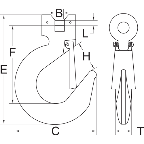 Crochet &agrave; manille avec clapet - calibre 70 Planification Entrepots Molloy