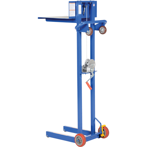 Platform Lift Stacker, Hand Winch Operated, 400 lbs. Capacity, 58" Max Lift Planification Entrepots Molloy
