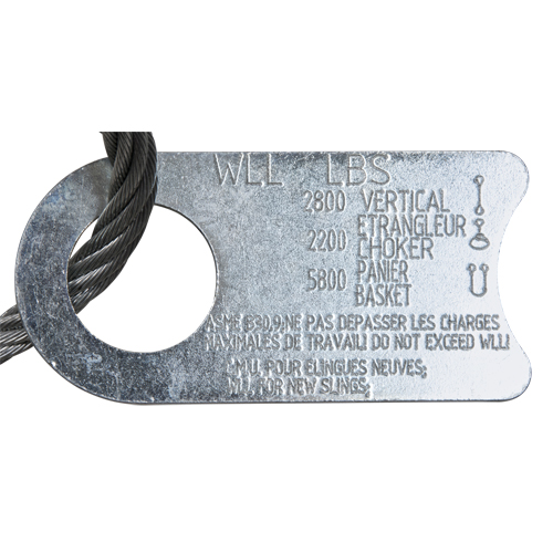 &eacute;lingue de levage &agrave; c&acirc;ble m&eacute;tallique - deux boucles, galvanis&eacute; Planification Entrepots Molloy