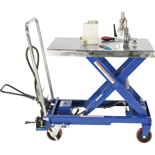 Pneumatic Hydraulic Scissor Lift Table, Steel, 32-1/2" L x 19-3/4" W, 1000 lbs. Cap. Planification Entrepots Molloy