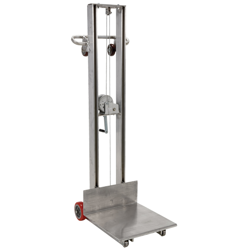 Empileur &agrave; plateforme, M&eacute;canisme Treuil manuel, Capacit&eacute; de 400 lb, Levage max de 58" Planification Entrepots Molloy