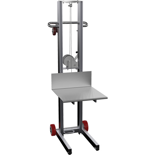 Empileur &agrave; plateforme, M&eacute;canisme Treuil manuel, Capacit&eacute; de 400 lb, Levage max de 58" Planification Entrepots Molloy