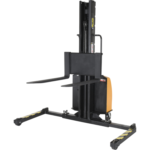 Narrow Mast Powered Lift Stacker, Electric Operated, 1500 lbs. Capacity, 63" Max Lift Planification Entrepots Molloy