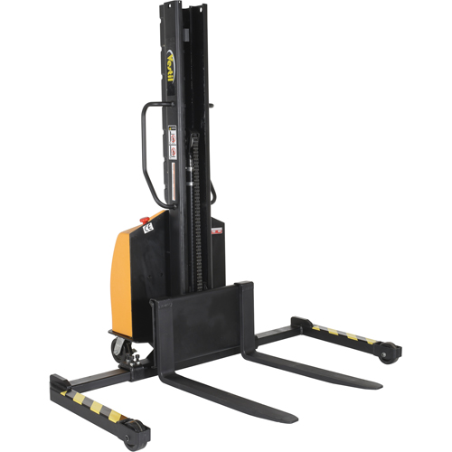 Narrow Mast Powered Lift Stacker, Electric Operated, 1500 lbs. Capacity, 63" Max Lift Planification Entrepots Molloy
