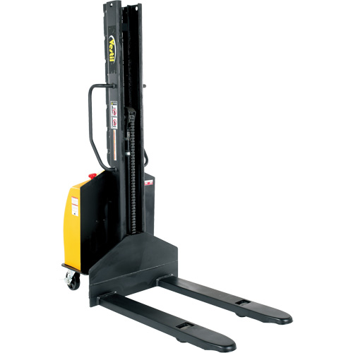 Narrow Mast Powered Lift Stacker, Electric Operated, 1500 lbs. Capacity, 63" Max Lift Planification Entrepots Molloy