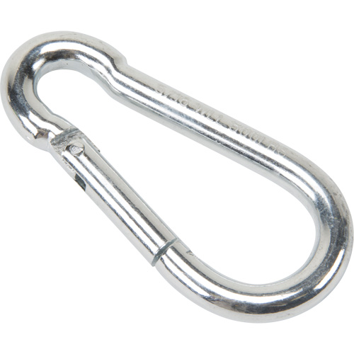 Mousqueton zingu&eacute;, 500 lb (0,25 tonne) Charge d'utilisation max., 5/16" Taille, 1/2" Oeil Planification Entrepots Molloy