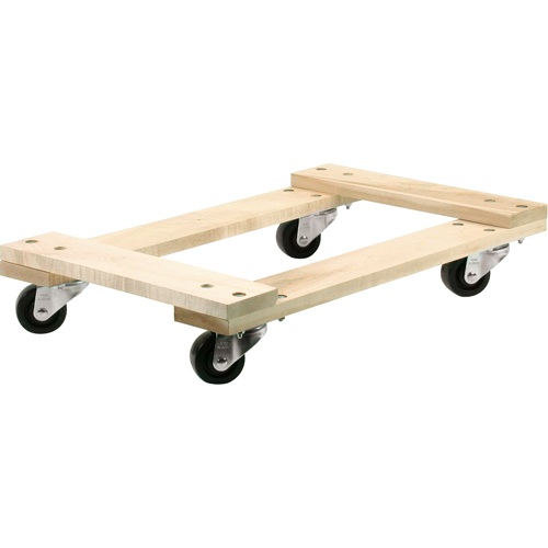 Wood Dollies - Medium-Duty, Polyolefin Wheels, 900 lbs. Capacity, 18" W x 24" D x 7" H Planification Entrepots Molloy