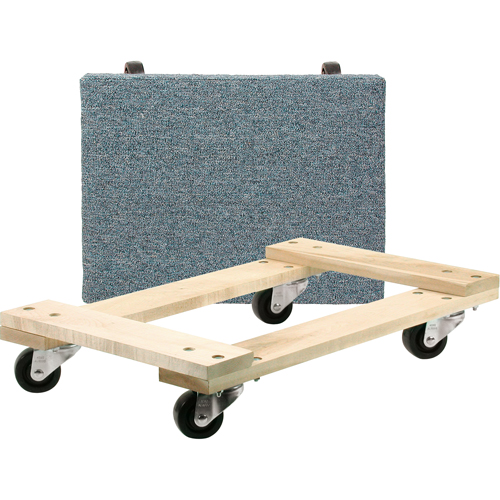 Wood Dollies - Medium-Duty, Polyolefin Wheels, 900 lbs. Capacity, 18" W x 24" D x 7" H Planification Entrepots Molloy