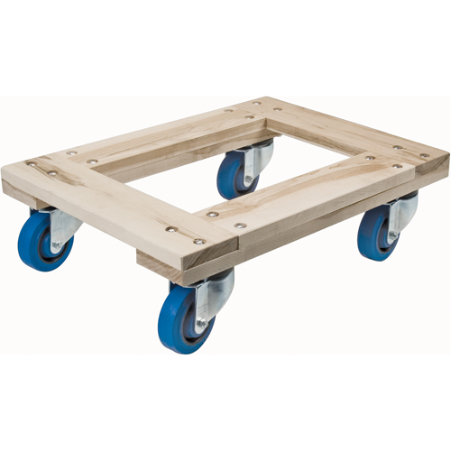 Wood Dollies - Heavy-Duty, Rubber Wheels, 1400 lbs. Capacity, 18" W x 30" D x 7" H Planification Entrepots Molloy