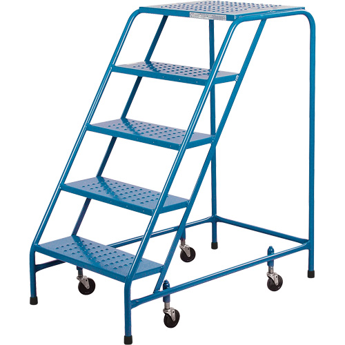 CSA-Certified Rolling Step Ladder, 5 Steps, 22" Step Width, 46" Platform Height, Steel Planification Entrepots Molloy