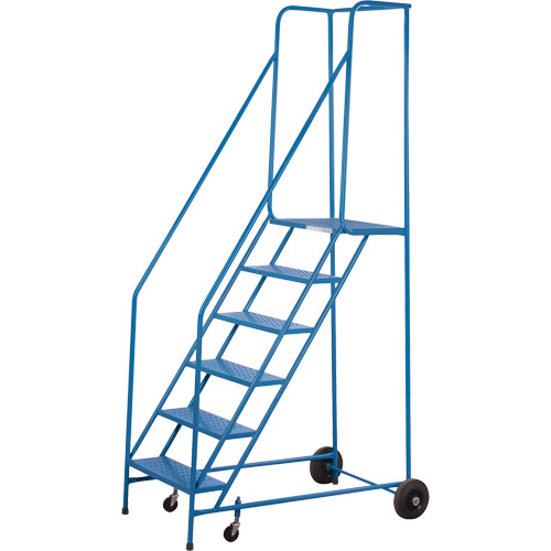 CSA-Certified Rolling Step Ladder, 6 Steps, 22" Step Width, 55" Platform Height, Steel Planification Entrepots Molloy