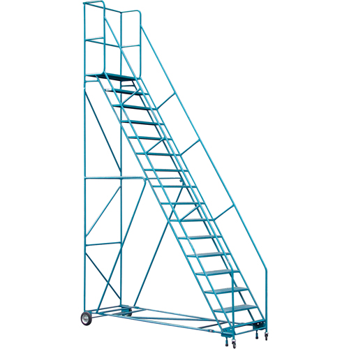 CSA-Certified Rolling Step Ladder with Locking Step, 16 Steps, 30" Step Width, 144" Platform Height, Steel Planification Entrepots Molloy