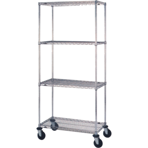 Chariots en treillis m&eacute;tallique, Chrom&eacute;, 24" x 69" x 36", Capacit&eacute; 800 lb Planification Entrepots Molloy