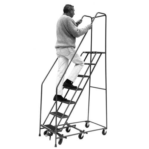 All Directional Ladders, 6 Steps, 16" Step Width, 60" Platform Height, Steel Planification Entrepots Molloy