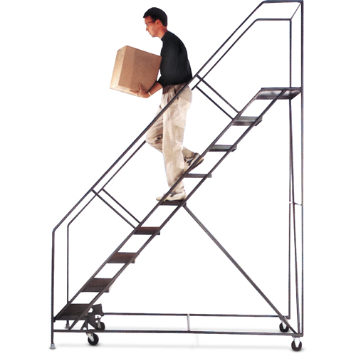 Slope Rolling Ladder, 6 Steps, Anti-Skid, 50° Incline, 60" High Planification Entrepots Molloy
