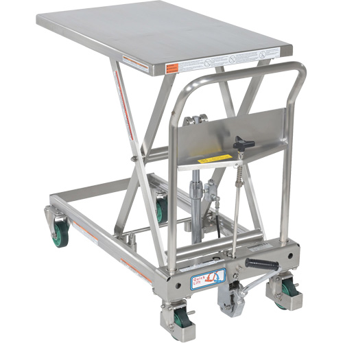 Hydraulic Scissor Lift Table, 31-1/2" L x 19-1/2" W, Stainless Steel, 550 lbs. Capacity Planification Entrepots Molloy