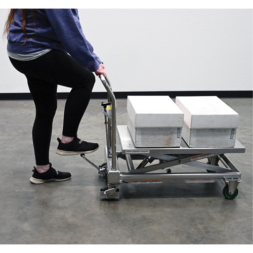 Hydraulic Scissor Lift Table, 31-1/2" L x 19-1/2" W, Stainless Steel, 550 lbs. Capacity Planification Entrepots Molloy