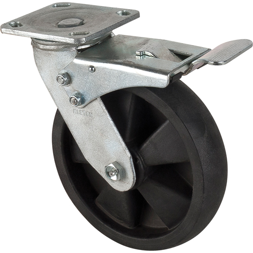 Roulettes haute temp&eacute;rature, Pivotant avec frein, 8" (203,2 mm), Nylon, 1000 lb (453 kg) Planification Entrepots Molloy